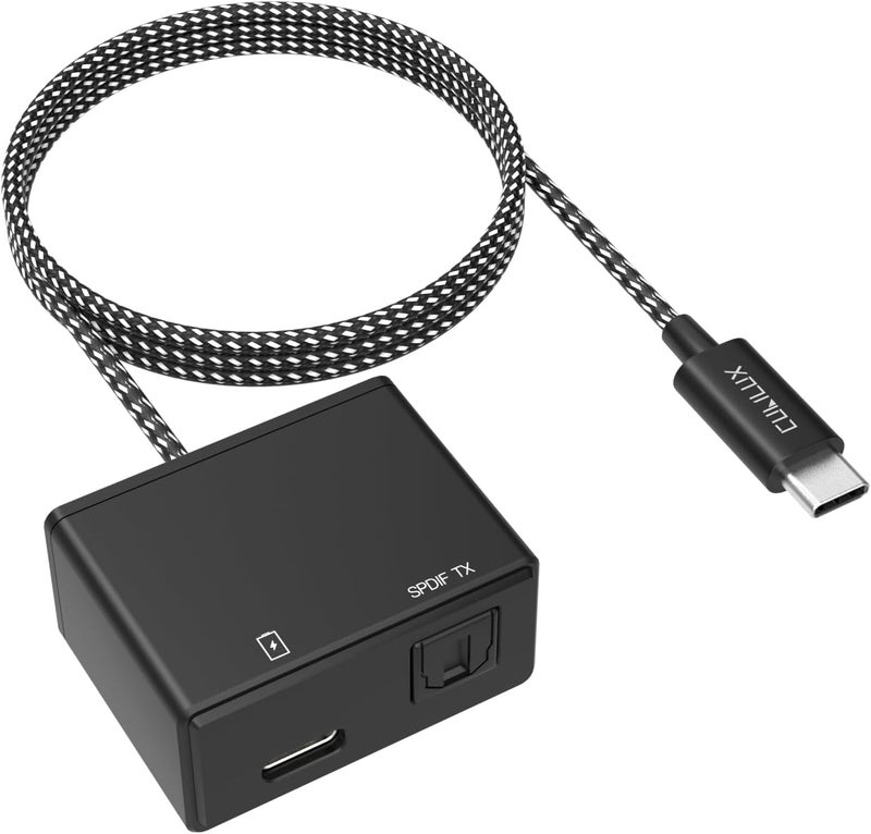 Cubilux USB C to SPDIF Adapter with PD Charging,USB Type C to Toslink Optical Audio with 192KHz/24bit, Thunderbolt 4/3 Spdif Audio Adapter,PD Charging Suitable for Chromecast Gen 3,Ipad 10/Ipad Pro - Image 1